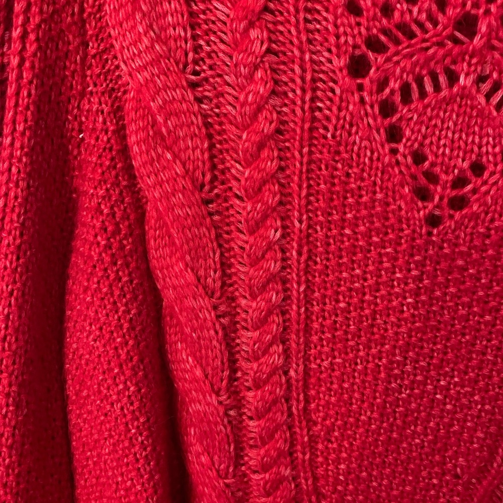 Talbots Bold Red Cable Knit Sweater - image 5